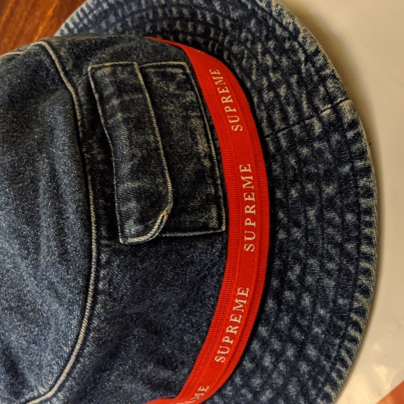 Denim Logo Tape Bucket Hat In Blue - Picture 2 of 3